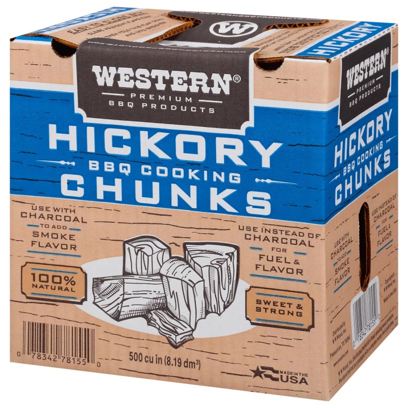 Western 500 CU IN Hickory Chunk Box CS Smoking Wood
