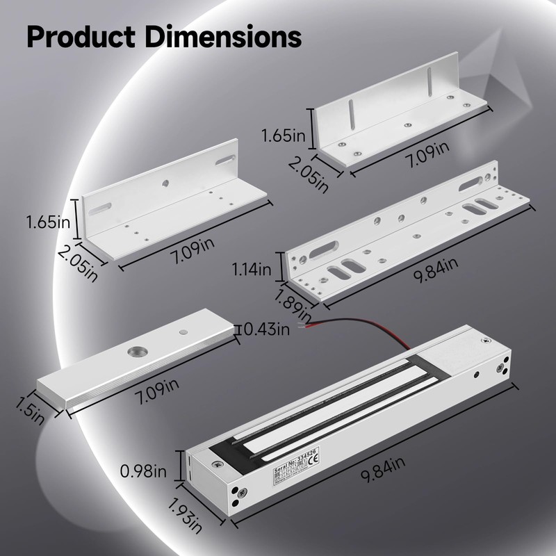 Lnrueg Electromagnetic Lock with ZL Brackets, Waterproof Electric Magnetic Door