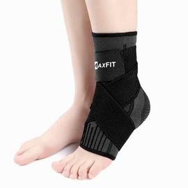 MAXFIT 2 Tobilleras De Compresión, Protección Tobillos, Tobillera Deportiva Ortopédica, Tobilleras Gym, Para Basquetbol, Esguince, Tobillera Para Mujeres Y Hombres, Mod HH003 (Negro, Large)