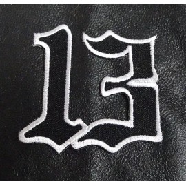 LUCKY 13 TEXT EMBROIDERED IRON ON BIKER MC LUCKY 13 PATCH