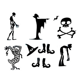 Silhouette SKELETON, VAMPIRE, MUMMY, FRANKENSTEIN SILHOUETTE DIE CUT/ CUTS "MONSTER PARTY"