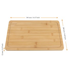 FAAING 36 x 24 cm Rectangular Wooden Chopping Board, 1.2 cm Thick Kitchen Wooden Board Made of Bamboo Chopping Board with Juice Groove, Wooden Chopping Board for Meat, Ham, Bread, Cheese