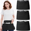 3PCS Server Apron, Black Waitress Apron Short Half Waist Aprons