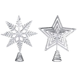 Transpac Metal Silver Glitz Tree Topper, Set of 2, Assortment