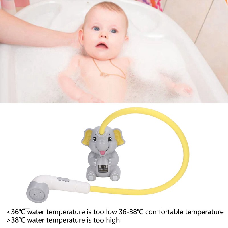 Baby Bath Shower Head with Thermometer Animal Shaped IPX7 Waterproof