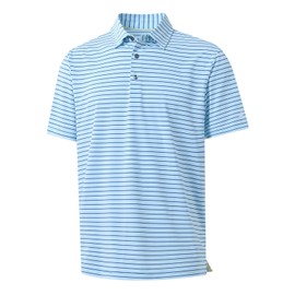 Rouen Golf Shirts for Men Performance Moisture Wicking Casual Striped Polo Business Mens Polo Shirts Short Sleeve
