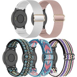 EverAct 5PACK 18mm Nylon Elastic Straps Compatible with Garmin Vivoactive 4S, Garmin Vivoactive 3S,Venu 2S/Venu 3S,Soft Elastic Fabric Wristband for Forerunner 255S/255S Music/265S