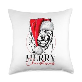 Wilsigns American Akita Christmas Funny Santa American Akita Merry Christmas mom Dog Throw Pillow, 18x18, Multicolor