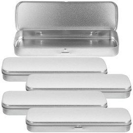 Estuche Metálico Para Lápices 5 Piezas Portalápices para útiles escolares Caja Rectangular Mate Organizador 8.07X2.36X0.78In Plata