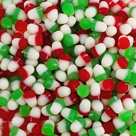 Holiday JuJu Drops - Festive Christmas Gummies, Cherry and Lime Flavored Christmas Shaped Candy Bells - Red, White, and Green JuJu Jelly Candies, by Queen City Candy Cave (1 Pound)