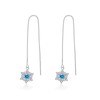 SLUYNZ Solid 925 Sterling Silver Blue Crystal Snowflake Dangle Earrings
