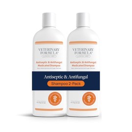 Veterinary Formula Clinical Care - Champú Medicado Antiséptico y Antifúngico para Perros y Gatos - Alivia Piel Escamosa, Grasienta y Roja - Sin Parabenos, Sin Colorantes, Sin Jabón (Paquete de 2)