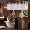 DLTAY Dark Brown and Black Hookless Shower Curtain with Snap