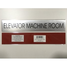 ELEVATOR MACHINE ROOM SIGN - Delicato line (BRUSHED ALUMINUM, size2x11.75, double sided tape)