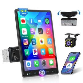 Inefala 10.4 Inch Single DIN Car Stereo with Wireless Carplay Android Auto, Retractable HD Touchscreen Radio with Bluetooth FM/RDS EQ Mirror Link USB/AUX-in/TF Card Port SWC Backup Camera MIC