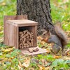 Wooden Squirrel Feeder Box, Sturdy Squirrel Feeding House with Thickness
