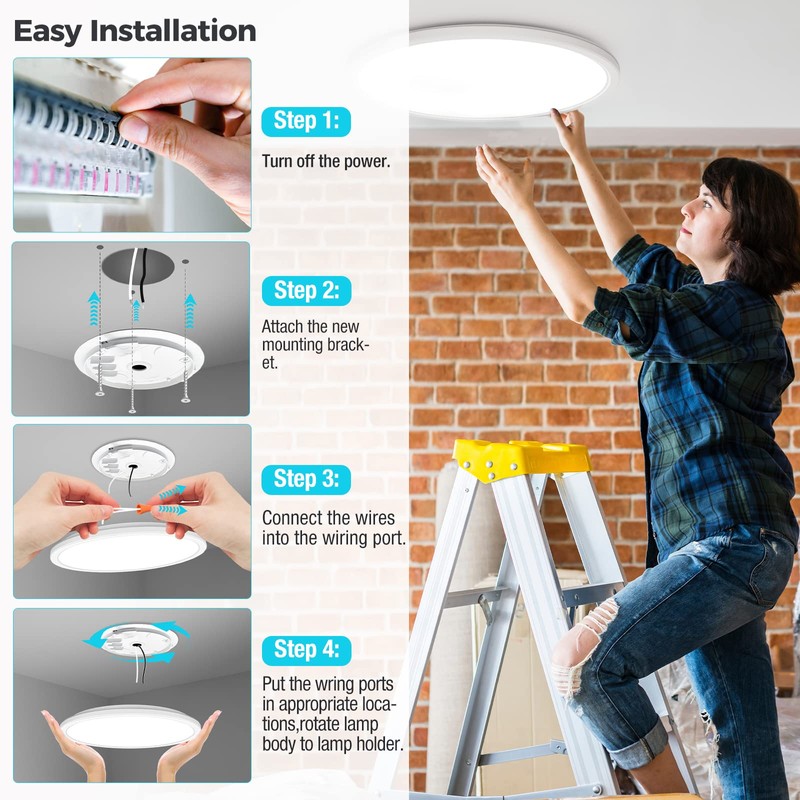 libtit 3 Pack 13 Inch LED Flush Mount Ceiling Light,