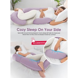 QUEEN ROSE Pregnancy Pillows, Cooling Body Pillow for Pregnancy Sleeping, F Shaped Maternity Pillow for Pregnant Women, Back & Belly Support, Pregnancy Must Haves, Purple
