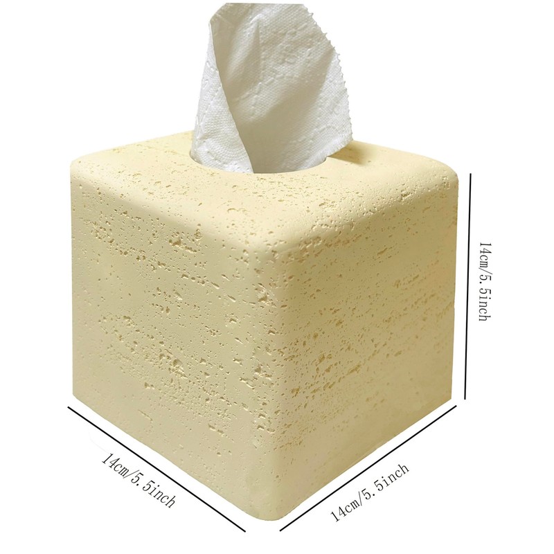 Huitony Marble Tissue Box Cover Square Decorative Stone Klenex Box