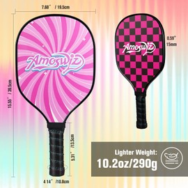 Amoswiz Pink Pickleball Paddle, Cute Pickleball Paddles Set of 4 with Indoor & Outdoor Balls, Pickleball Practice Rackets Gift for Women & Kids