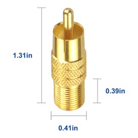 VCE 5-Pack F Type Female to RCA Male Coaxial Cable Audio Adapter Connector,Gold Plated