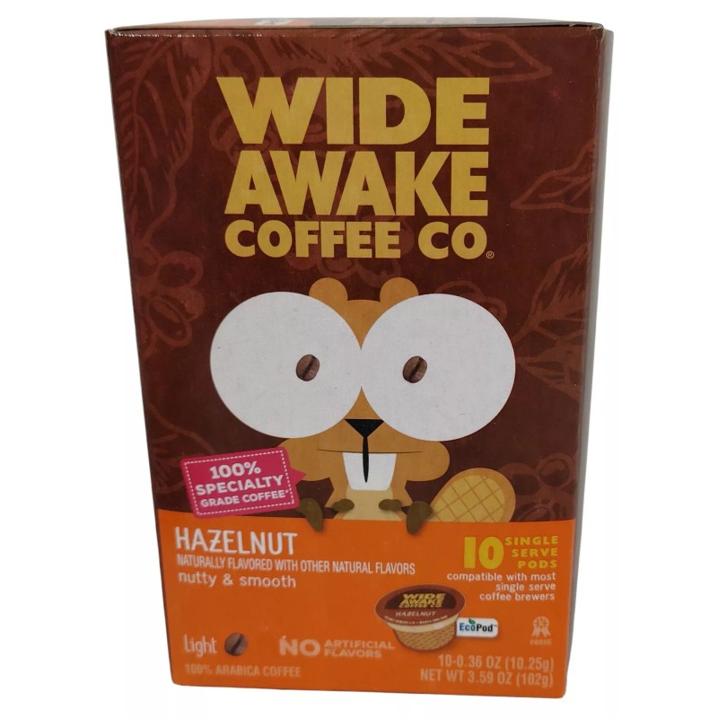 Wide Awake Coffee Pods 10-Pk Hazelnut Light Roast, K Single