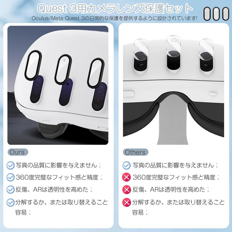 ガラス保護 フィルム 3枚セット Meta Quest 3用 フロントレンズフィルム 合金+強化ガラス 互換品 保護フィルム