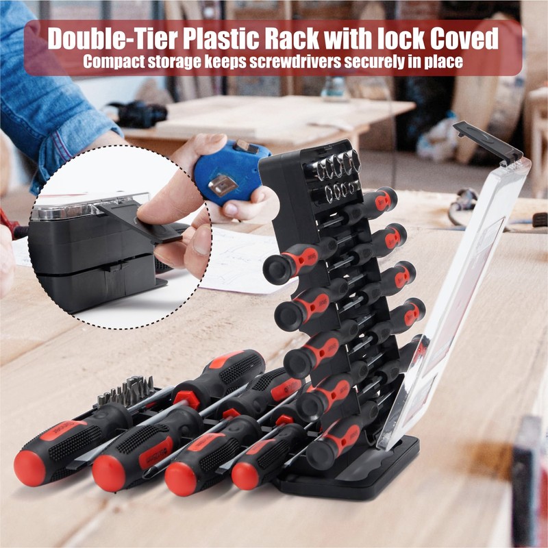 Screwdriver Set, 44 Pieces Magnetic Screwdriver Set Including Slotted, Phillips,