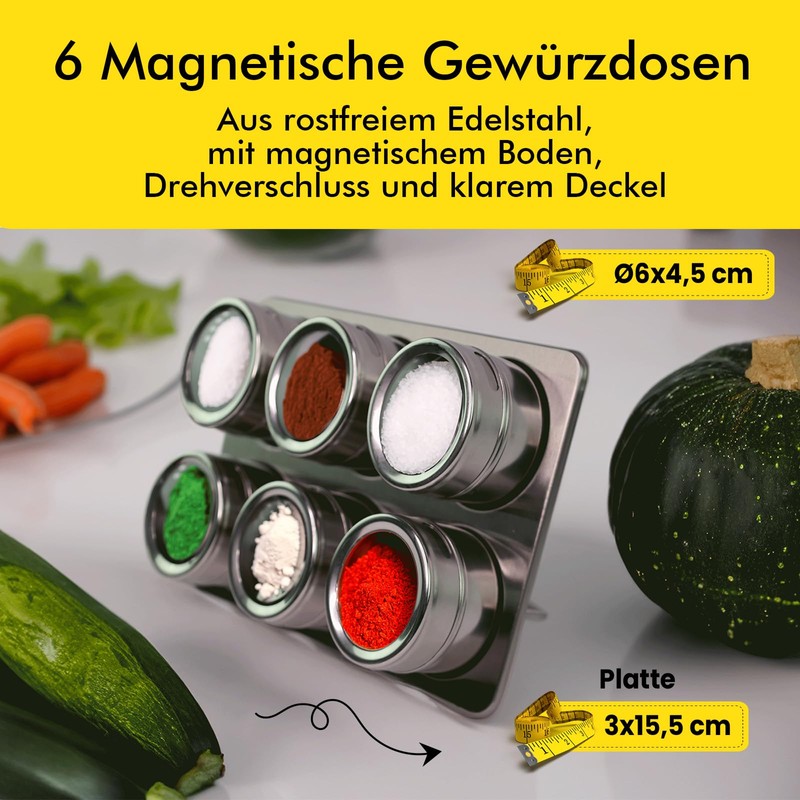 esmerina Magnetic Spice Jars Set Diameter 6 x 4.5 cm