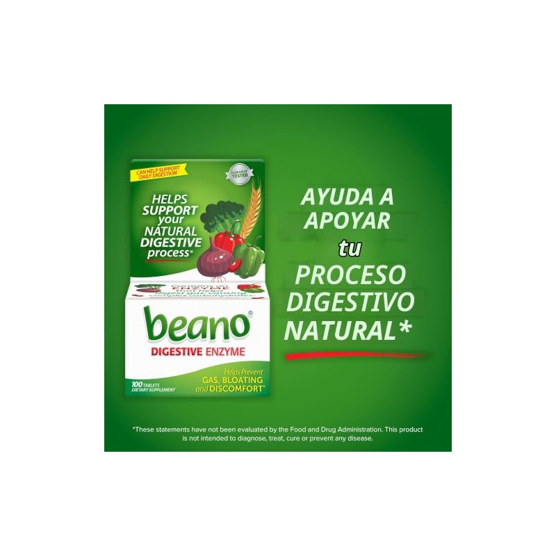 Beano Ultra 800 Prevención Gas Alivio Hinchazón 100 Tabletas