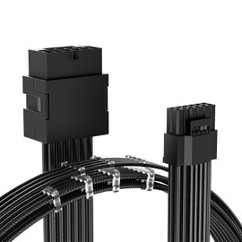 AsiaHorse 12VHPWR Adapter Cable Extension, 600 Watts Rated 12+4-Pin (16-Pin) Female to Male PCIe Extension Cable, Compatible with RTX 3090Ti 4070ti 4080 4090, 3CM Length (Black)