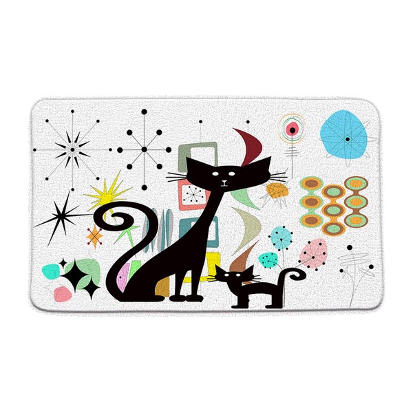 Mid Century Cat Bath Mat etro Starburst Atomic Abstract Geometric