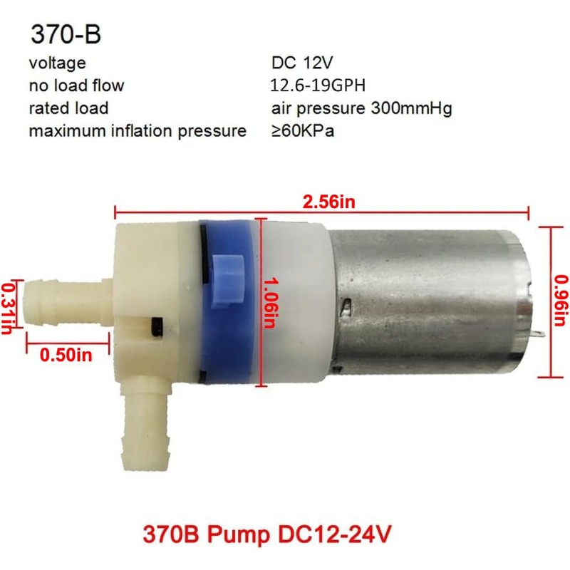 BRINGSMART Mini 12V Food Grade Water Pump 19GPH Low Noise
