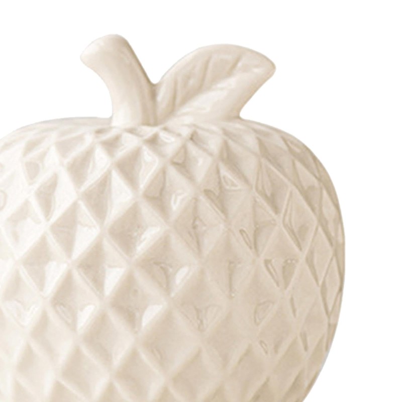 WeiLaiKeQi Ceramic Apple Sculpture - Minimalist Home Decor Accent, White,