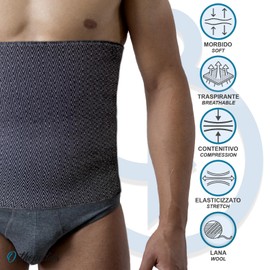 Beman 5054 - Wool Belly Belt for Men and Women, Abdominal Warmer Elastic Lumbar Belt, Hypoallergenic Back Support, black