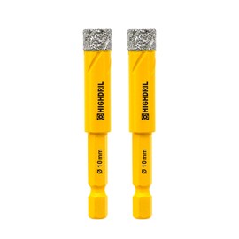 HIGHDRIL Dry Diamond Drill Bits,2pcs 10mm 3/8" with Hex-Shank Diamond-Hole-Saw for Granite Marble Porcelain Ceramic-Tile Drill Bits