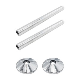 GSHLLO 2 Pcs Radiator Pipe Covers and 2 Pcs Pipe Collars Heating Pipe Hole Collars Silver Water Pipe Covers Chrome Pipe Sleeve for Pipe Decoration