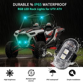 SMOTRCC 6PCS Wireless LED Strobe Lights with Remote, Rugged USB Rechargeable Warning Lights for UTV ATV Motorcycle Truck Bike Drone – 8 Colors 10 Modes, Waterproof IP65 Wireless LED Safety Light