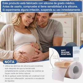 4M Parches de Silicona para Cicatrices, Cinta Medica Reutilizable  Cuidado sin dolor, aplana queloides, ideal en cirugias o cesareas, lamina...       