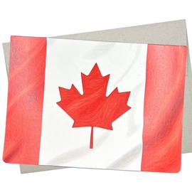 Canada Flag Card, Canadian Flag Notecard (1 Premium Card, 5X7 Inches) red maple leaf for Birthday, Thinking of You, and All Occasions - 619