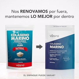VIZANA NUTRITION | Colágeno Hidrolizado Marino (Bacalao Salvaje Aguas Profundas) Tipos I y III en Polvo 300g (pack-2 Bolsas de 150g c/u) con Ácido Hialurónico, Biotina y Vitamina C, sin Azucar.