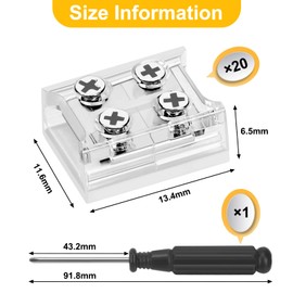 PRECIHW 20 Pack 2Pin 8mm RGB LED Light Strip Connectors, Transparent LED Strip Light Connectors with Screwdriver Strip to Strip for 12V 24V Single Color SMD or COB LED Strip Lights