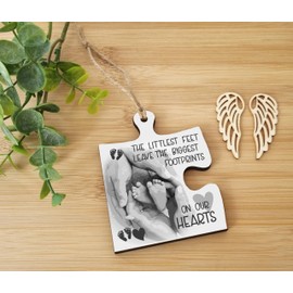 The Plum Penguin Hanging Jigsaw Puzzle Piece Little Feet Big Footprints Hearts Baby Loss Remembrance Sign Ornament