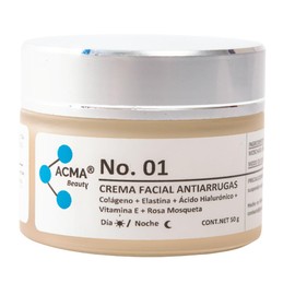 01 - Crema Facial Antiarrugas para Día y Noche con Colágeno, Elastina, Ácido Hialurónico, Rosa Mosqueta y Vitamina E