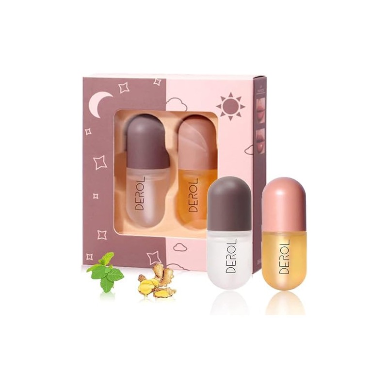 Lip Plumper, 2PCS De Suero Natural Para El Cuidado Brillo