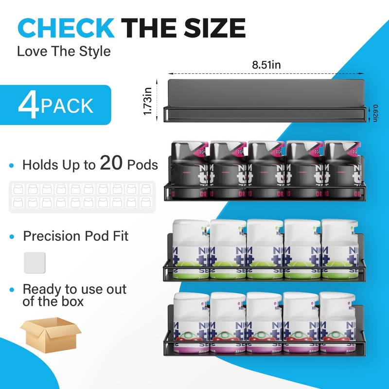DEMEGA Flavor Pods Holder for Ninja Thirsti, 4-Pack Stackable Organizer