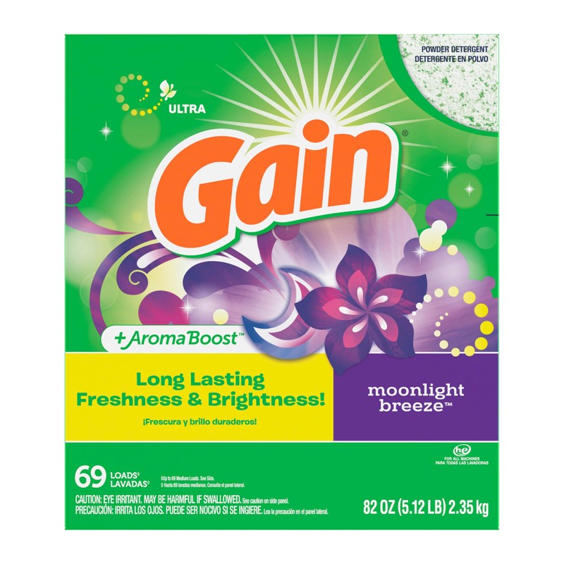 Gain Powder Laundry Detergent, Moonlight Breeze Scent, 69 Loads, 82