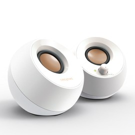 Creative Pebble White [Price.com Product Award 2024] Voice Input Pin Plug/Power USB Connection / 45 Degree Upward Speaker Low Bass Passive Radiator Equipped Peak Output 8.8W/Total 4.4W RMS PC Speaker