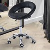 CHARMMA Crescent Rolling Salon Stool with Adjustable Height, Breathable Open