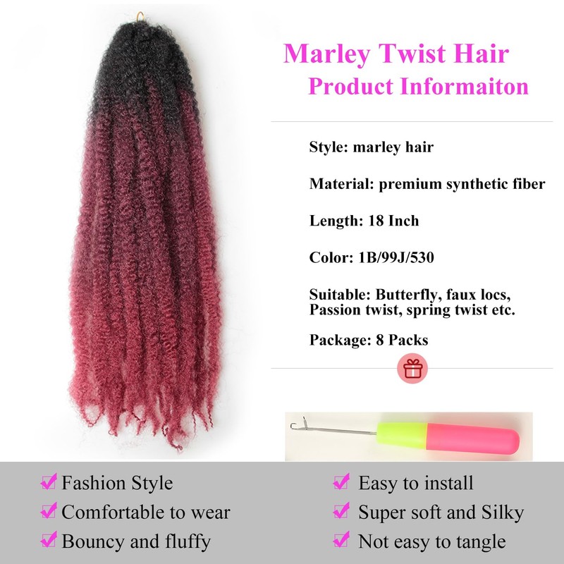 Marley Twist Braiding Hair 18 Inch 8 Packs – Long-Lasting